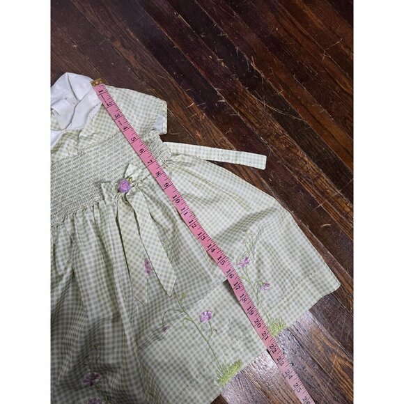 Vintage Green White Collared Neck Plaid Dress size 4 - Picture 7 of 11